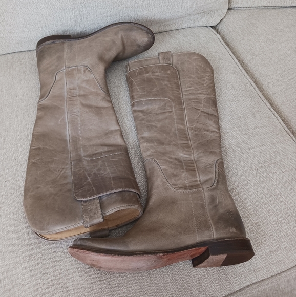 Frye Brown Taupe Leather Riding Boots - Picture 14 of 14